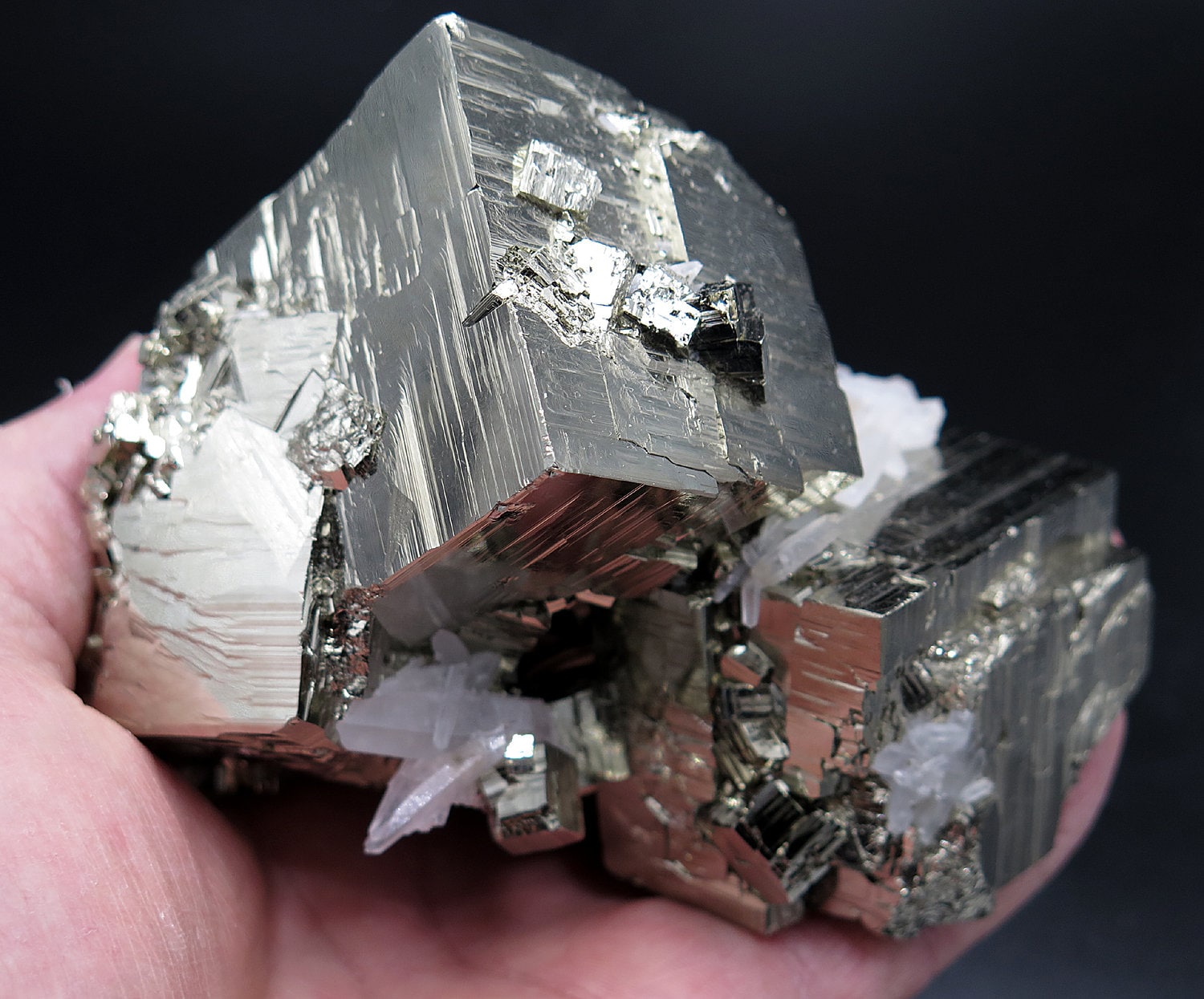 High Interest 3 interlocking Pyrite Cubes (and many more) with Quartz