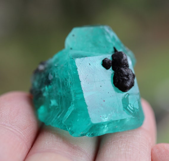 Gem Fluorite with Bournonite. Found in a small pocket that produced blue green transparent gem crystals. Cerro de Pasco, Peru. 43.7 grams