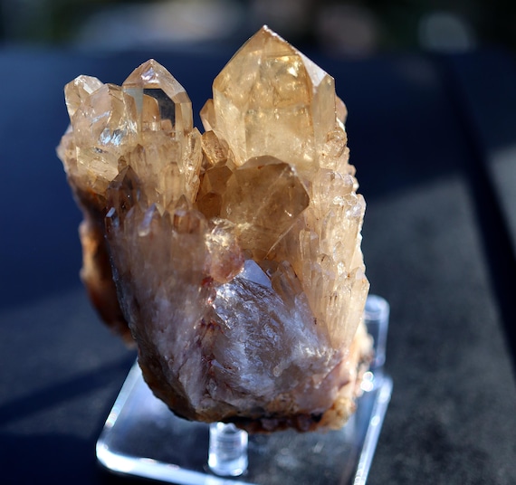 Natural Kundalini Citrine Crystal Cluster: Congo, 4 inch