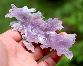 Amethyst Flower Quartz with Celadonite, Natural Plate