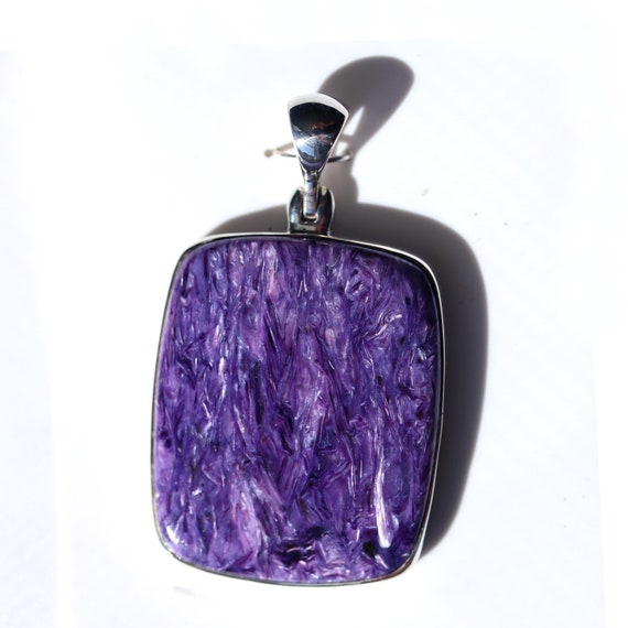 Charoite pendant mounted in 925 silver. Aldan Shield, Sakha Republic, Siberia, Russia.