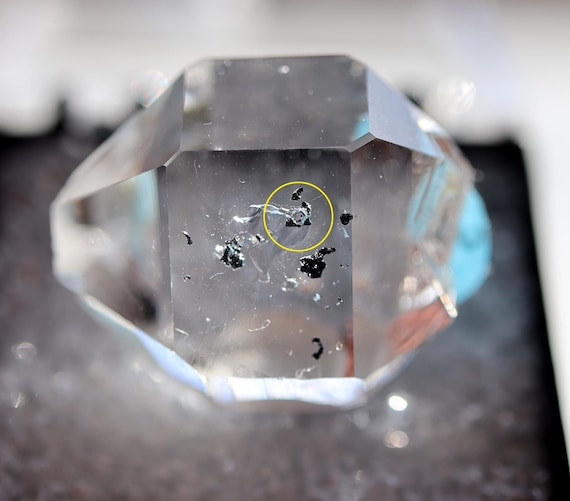 Enhydro Herkimer Diamond Quartz. Ex Philip Phillips collection. Hand notes included. Acquired TGMS 2/97