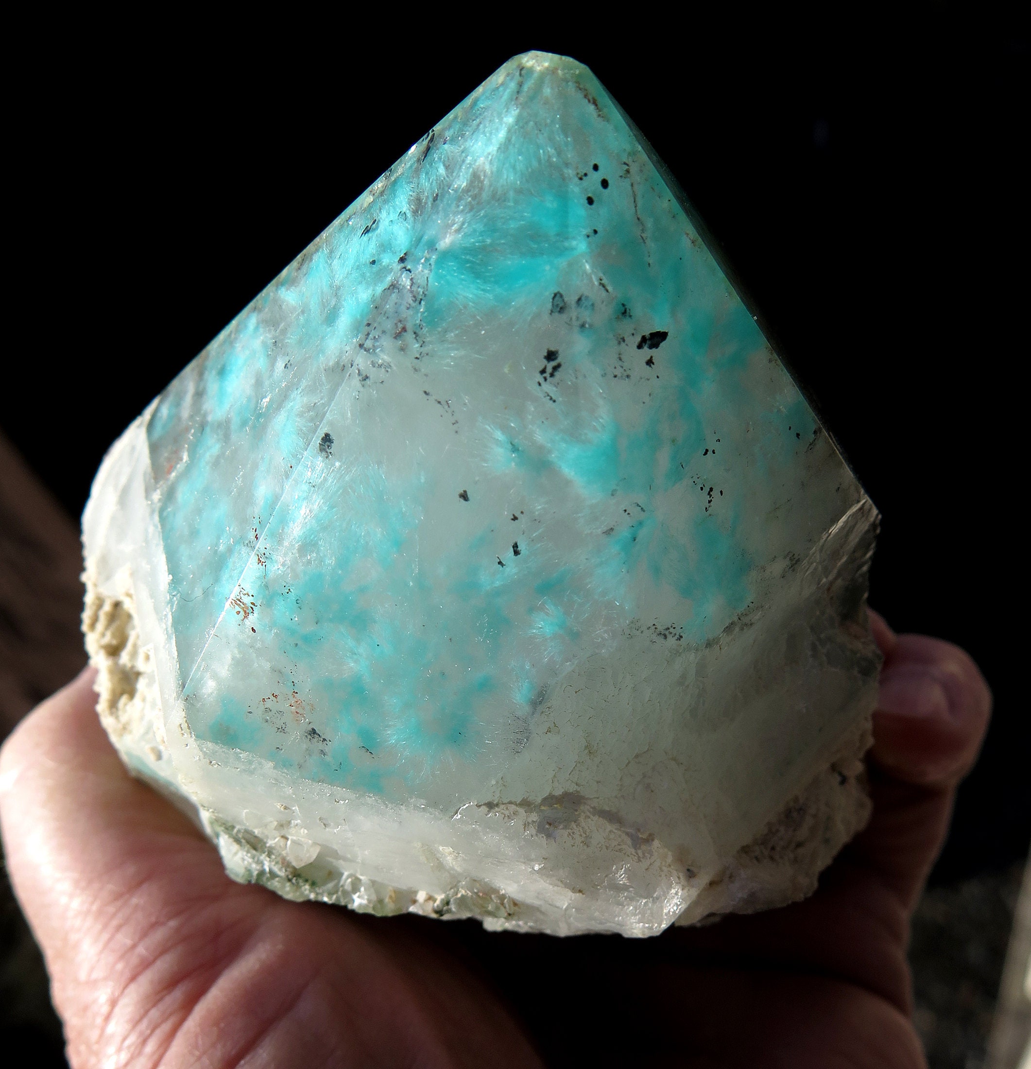 Epic large Ajoite included quartz Crystal. Messina Mine, Limpopo