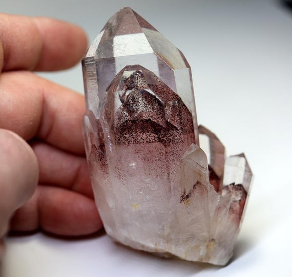 Fine Quartz crystals with included Hematite phantoms. Kakamunurle Mine, Karur Dist., Tamil Nadu, India