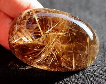 Large Golden Rutile included quartz polished dome. Novo Horizonte Bahia, Brazil