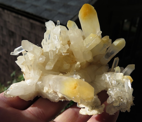 Large 4.25 inch across Mango quartz, Halloysite included cluster. Boyaca, Colombia 10.2 ounces