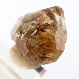 Natural golden Rutile included quartz. Novo Horizonte, Bahia, Brazil. 45 mm tall