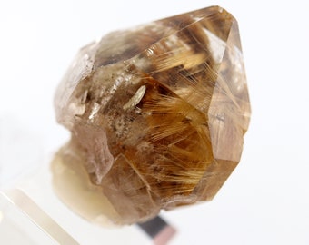 Natural golden Rutile included quartz. Novo Horizonte, Bahia, Brazil. 45 mm tall