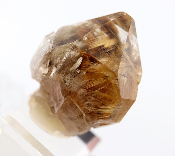 Natural golden Rutile included quartz. Novo Horizonte, Bahia, Brazil. 45 mm tall