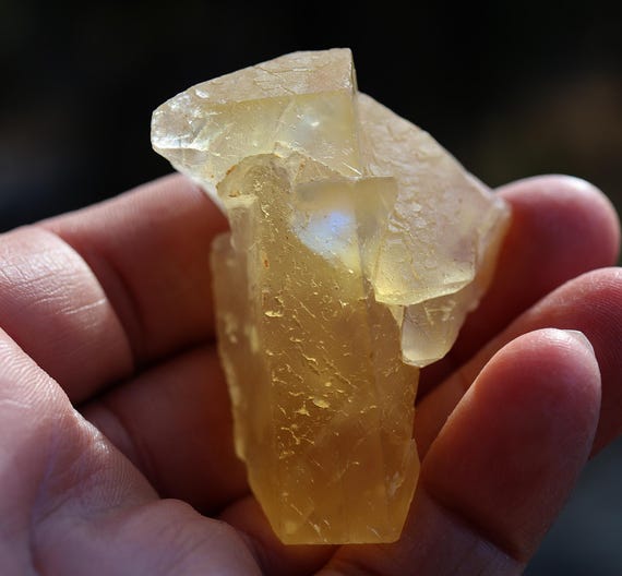 Lemon yellow fluorite crystal. Unknown location