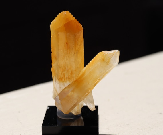 Heavily saturated Mango quartz, Halloysite included twin crystal. Boyaca, Colombia 2.5 inch