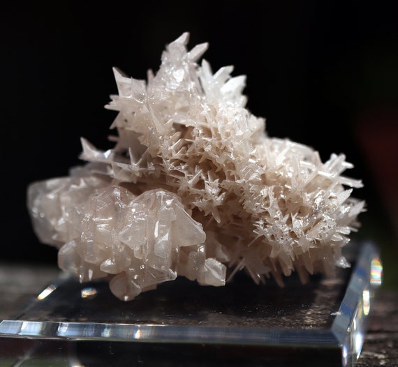 Lustrous reticulated Cerussite crystal. Shows all around. Appears to be a floater. 2 1/8 inch across. 76.4 grams