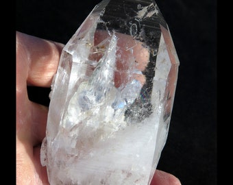 Double Terminated Lemurian Quartz Crystal: Floater with Tabby Sidecar