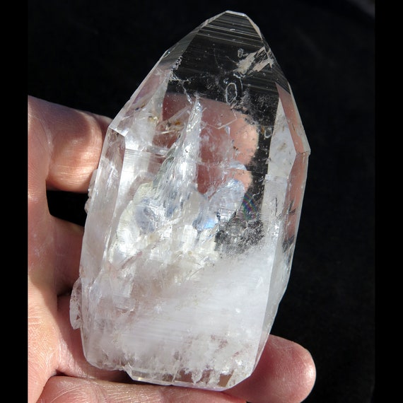 Unusual 100% crystallized Double terminated floater Lemurian Quartz. Stands on a tabby side car. Santander, Colombia.
