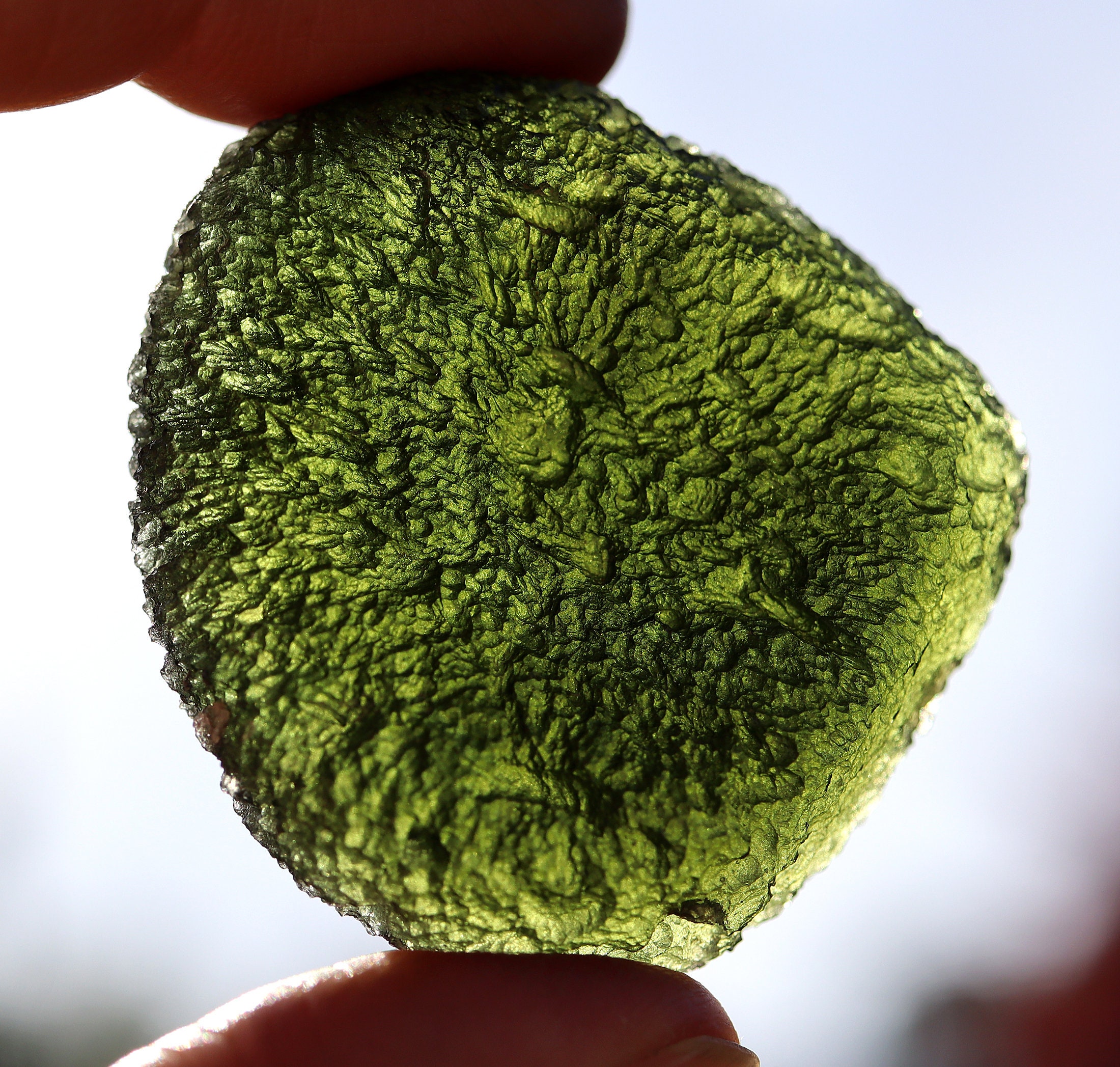 Rare 41 gram Moldavite in pristine condition. 100 translucent from