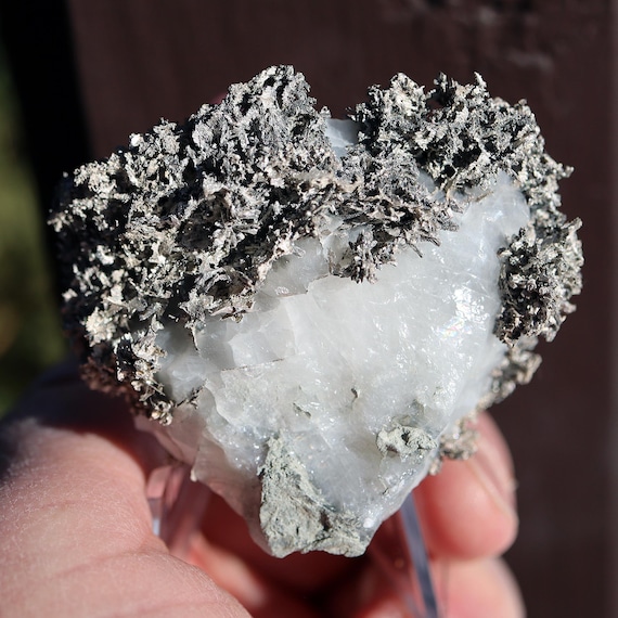 Native Silver crystals on Calcite. Bouismas Mine, Zagora Province, Drâa-Tafilalet Region, Morocco