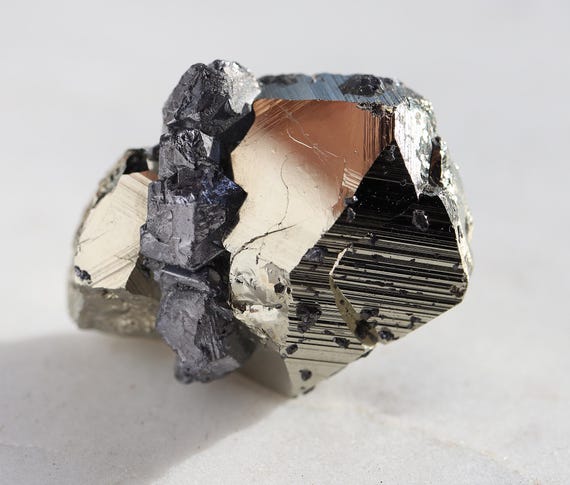 Lustrous Octahedral Pyrite Crystals with Galena Huanzala mine, Ancash, Peru