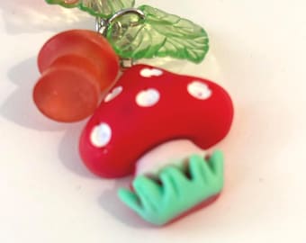 Red Mushroom Keychain: Cottagecore Style Charm