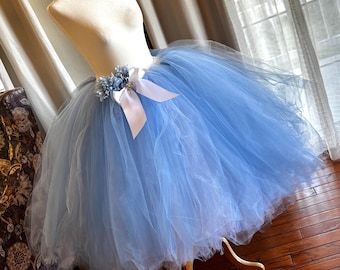 Blue Adult Tulle Tutu Skirt: Bridal, Bridesmaid, Princess, Photoshoot, Birthday, Special Occasion, Midi length
