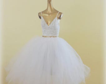 White Adult Tutu, Sewn tea length tutu skirt, wedding, bridal, cosplay
