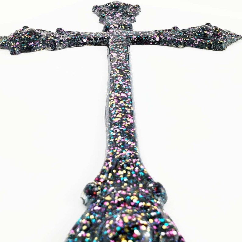 Black Multi Glitter Cross Etsy