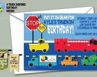 Customized Truckin' Birthday Party Invitation