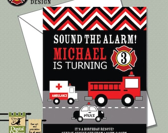 Rescue Vehicle Customized Party Invitation Printable
