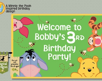 Winnie the Pooh Printable Customized Party Welcome Sign