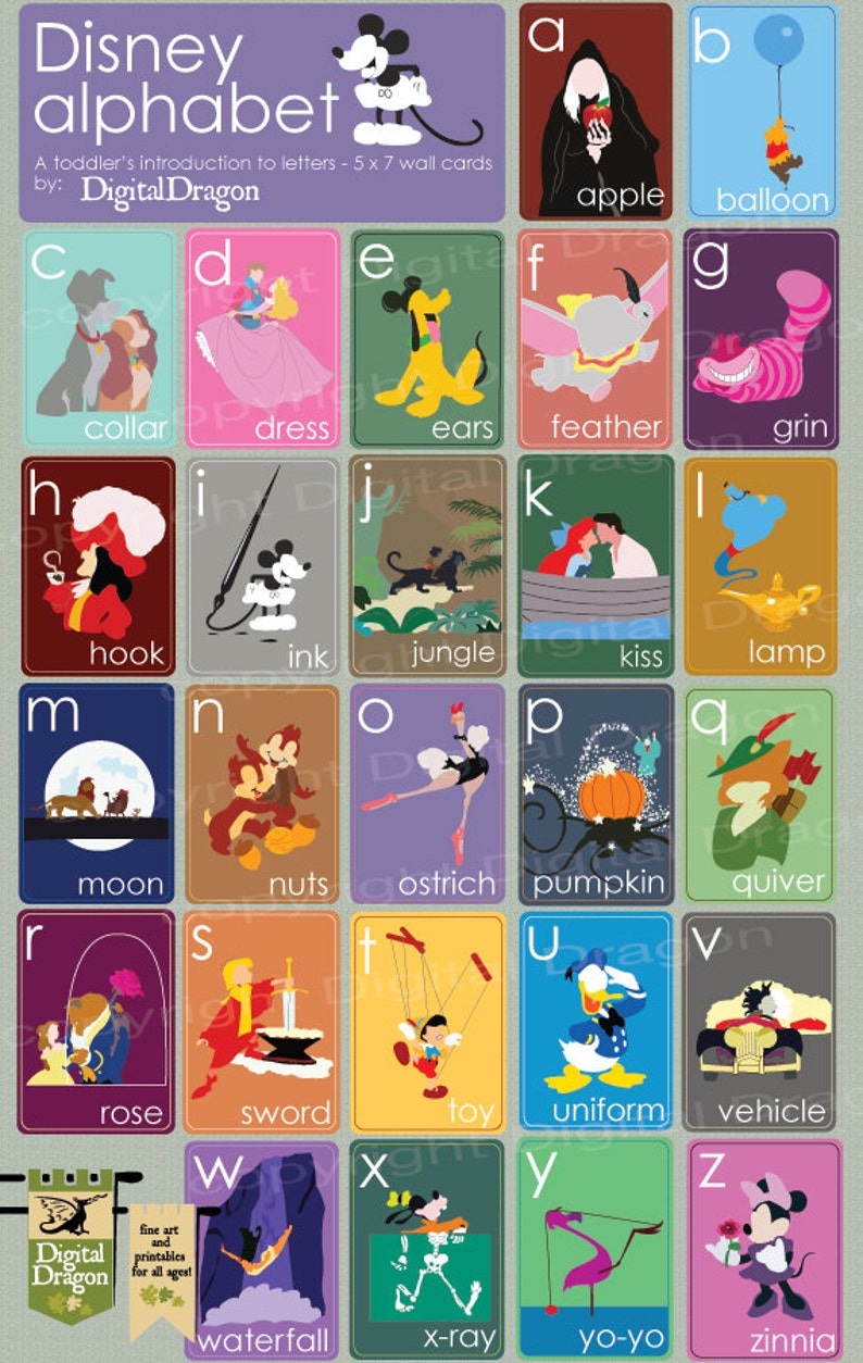 Disney Alphabet Custom Name Card Etsy