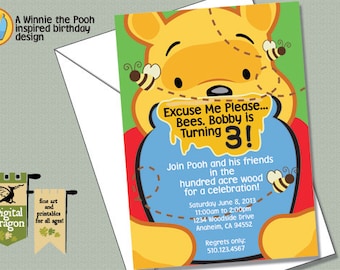 Winnie the Pooh Customized Party Invitation Printable