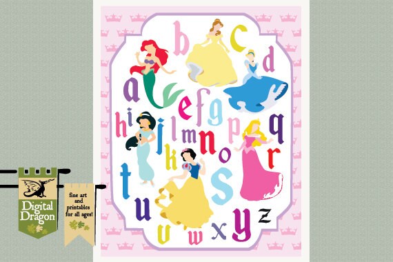 items similar to disney princess alphabet poster 02 on etsy