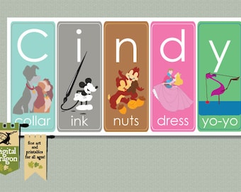 Disney Alphabet Custom Name Card