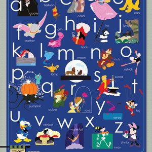 Disney alfabet peuter poster decor: kies je favoriete kleur