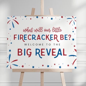 4th of july gender reveal welcome sign, patriotic gender reveal poster, gender reveal yard sign, instant download, 16x20, 18x24, J4FR
