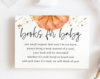bowtie Baby boy build a library twins shower G107 Books for Baby Blue book request insert Fall Pumpkins