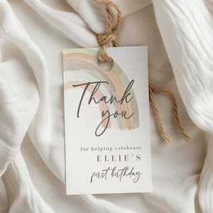EDITABLE watercolor rainbow thank you tag, rainbow theme thank you tag, modern rainbow, boho rainbow gift tag, instant download, 2x3.5, MRBW
