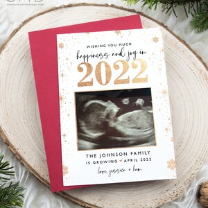 Christmas card pregnancy announcement, new years announcement card, pregnancy announcement, expecting card, printable, editable card
