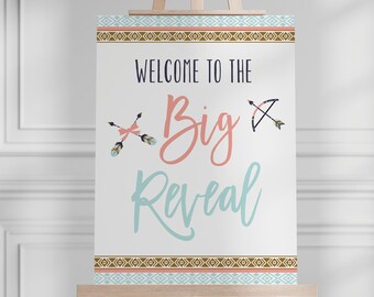 Bows or arrows gender reveal welcome sign, bows and arrows baby shower, hunting gender reveal, welcome sign, event sign, 16x20, 18x24, BAGR