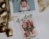 Holiday Birth announcement, all is not calm, modern christmas birth announcement, modern, minimalist, editable birth announcement card