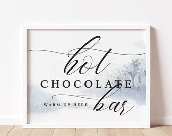 winter hot chocolate bar sign, winter wonderland hot chocolate bar sign, hot cocoa bar, holiday party sign, instant download, WWLB