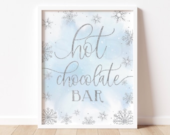 hot chocolate bar sign, snowflake hot chocolate sign, hot cocoa bar, blue snowflake, snowflake hot chocolate, instant download, 8x10, WBWL