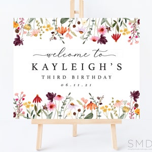 wildflower welcome sign, wildflower baby shower, wildflower welcome poster, wildflower theme party, editable template, 16x20, 18x24, WFL