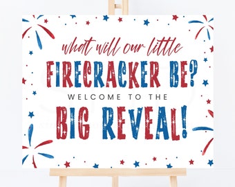 4th of july gender reveal welcome sign, patriotic gender reveal poster, gender reveal yard sign, instant download, 16x20, 18x24, J4FR