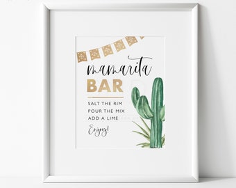 mamarita bar sign, fiesta baby shower sign, cactus mamarita sign, cactus baby shower margarita sign, instant download, 8x10, FSTA