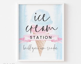 enseigne de bar à crème glacée, bar à crème glacée, révélation du sexe de la crème glacée, construisez votre propre sundae, faites votre propre sundae, téléchargement immédiat, 8 x 10, ICC