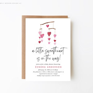 valentine baby shower invitation, little sweetheart on the way, february baby shower, twins baby shower, heart themed, editable invitation