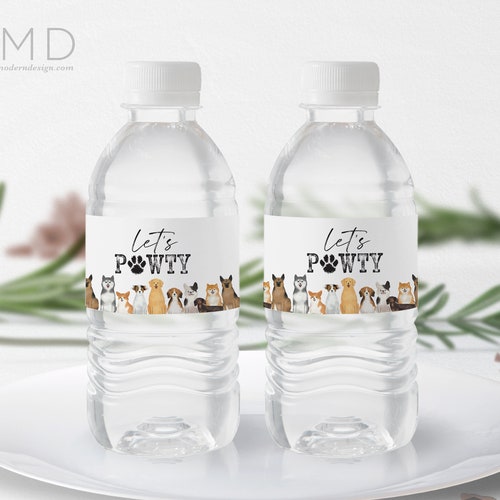 Puppy Water Bottle Labels 2x8 Puppy Pawty Birthday Party | Etsy