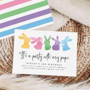 minimalist Easter peeps invitation, easter birthday, easter brunch, egg hunt invite, party with my peeps, bunny peeps, editable invite