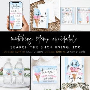 editable ice cream gender reveal phone invite, phone ice cream invitation, electronic invite, gender reveal, evite, instant download, ICC image 3