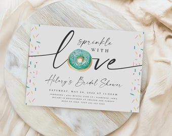 Donut Sprinkle Bridal/Baby Shower Invitation, Editable Template, DNT